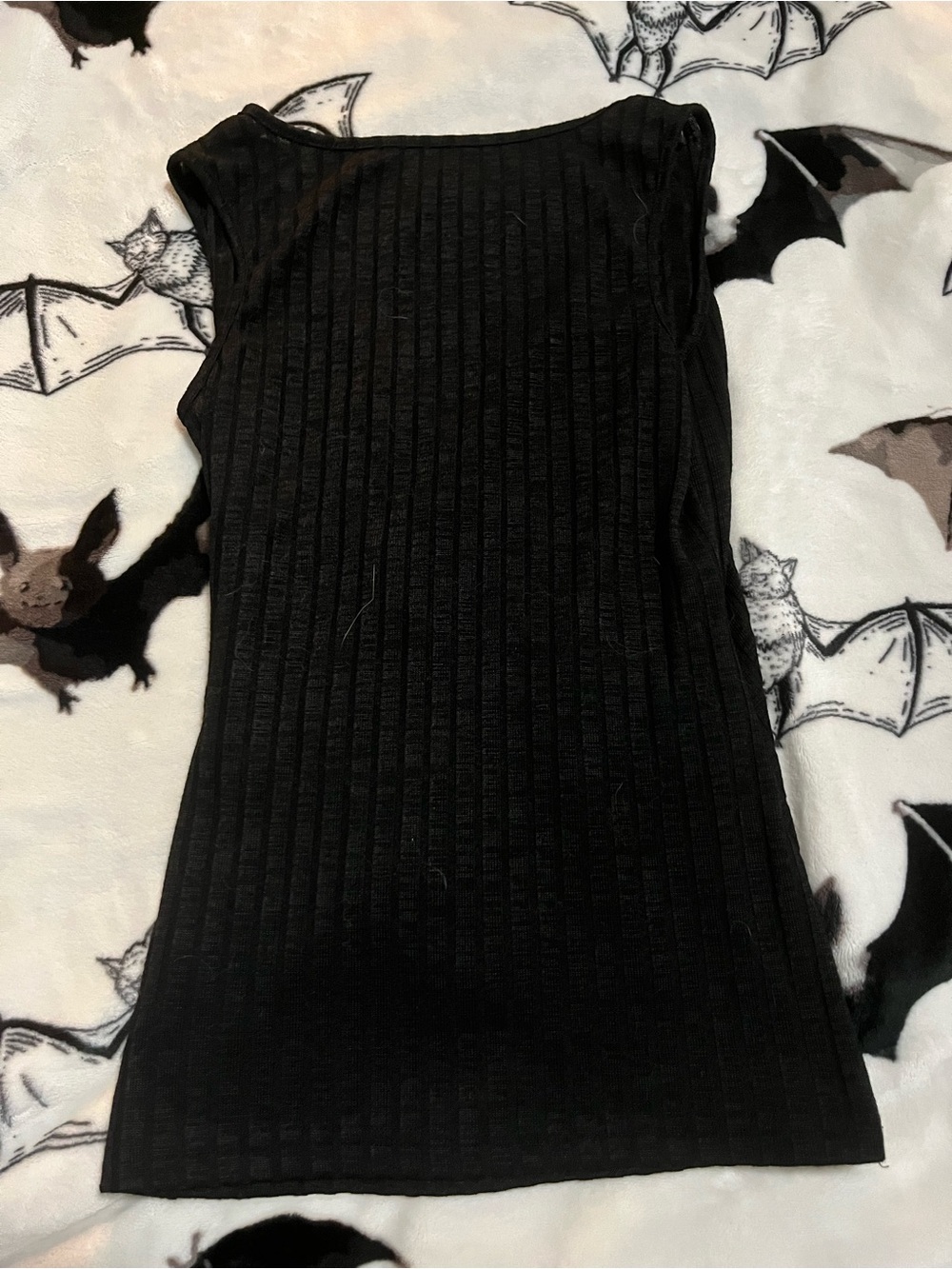 Black Ribbed Faux-Wrap Dress with Button Detail - Picture 2 of 3